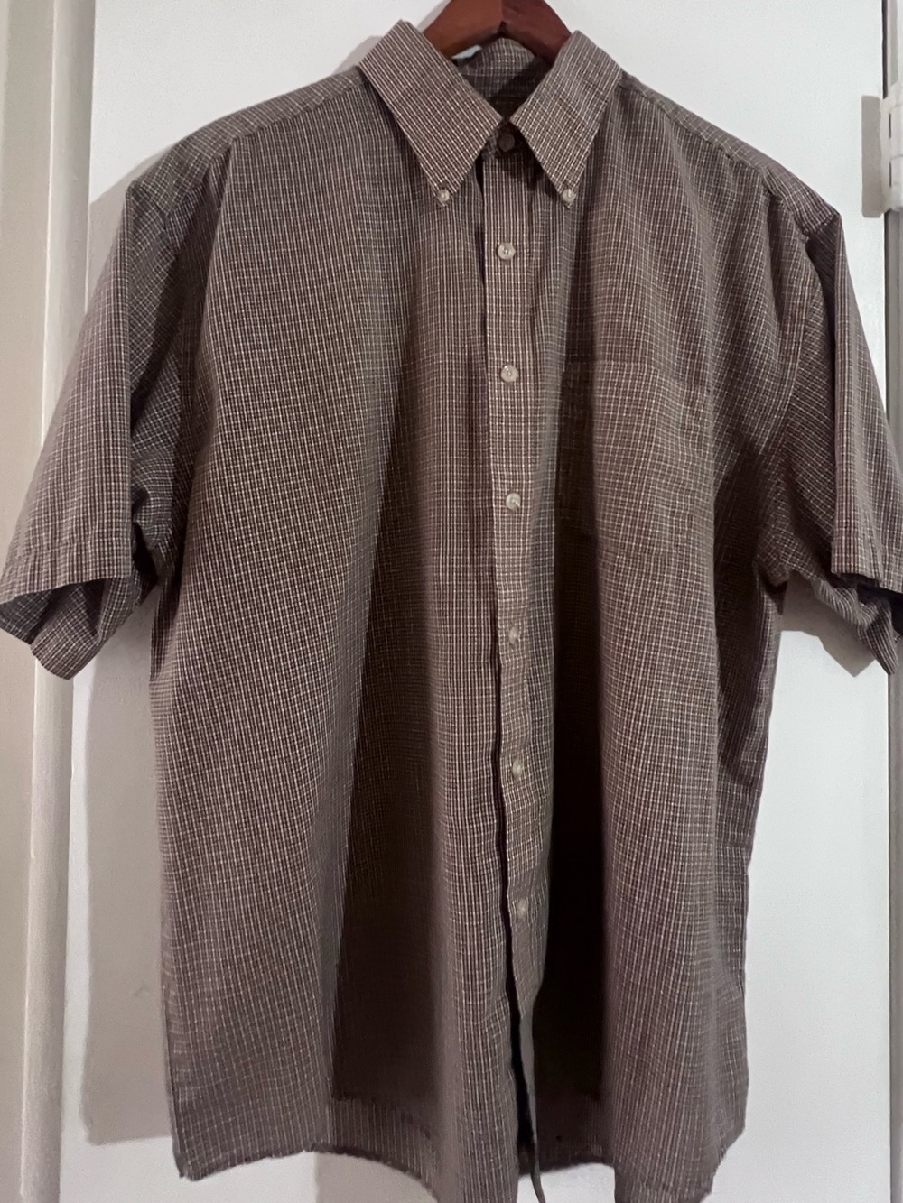 Van Heusen Men's Checked Shirt - Navy & Mustard - Large